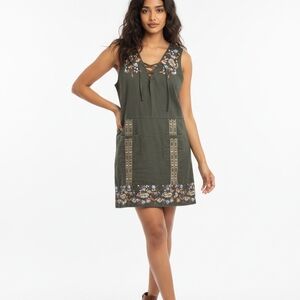 Anthropologie Green Embroidered Midi Dress Seen Worn Kept Size XL